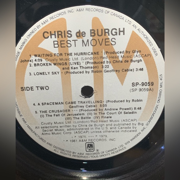 Chris de Burgh. Best Moves. Vinyl Record
Original 1981 record. 12” 33 rpm. Rock - Picture 5 of 7